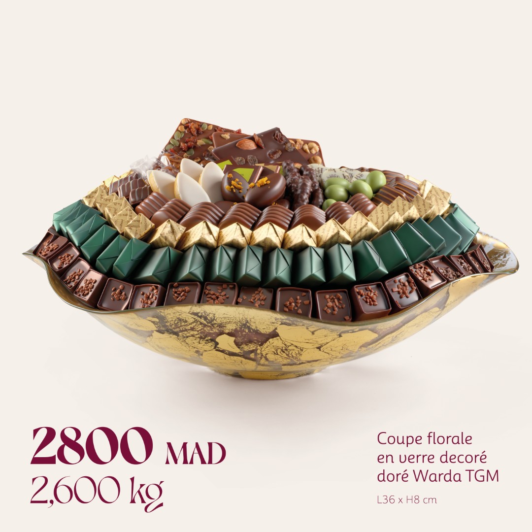 Coupe florale en verre decoré doré Warda